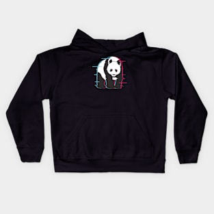 Panda : glitch art effect Kids Hoodie